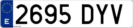 Ejemplo de matrícula española 2695 DYV