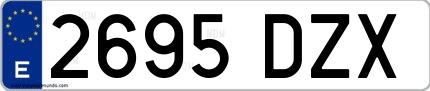 Ejemplo de matrícula española 2695 DZX