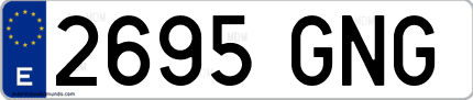 Ejemplo de matrícula de coche ordinaria 2695 GNG