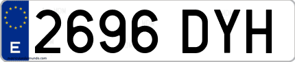 Ejemplo de matrícula de coche ordinaria 2696 DYH