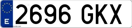 Ejemplo de matrícula española 2696 GKX