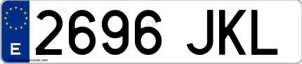 Ejemplo de matrícula española 2696 JKL