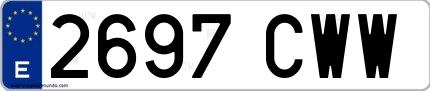 Ejemplo de matrícula española 2697 CWW