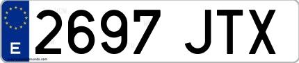 Ejemplo de matrícula española 2697 JTX