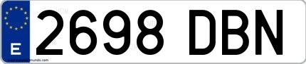 Ejemplo de matrícula española 2698 DBN