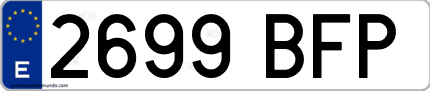 Ejemplo de matrícula de coche ordinaria 2699 BFP
