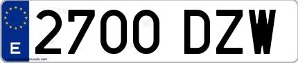 Ejemplo de matrícula española 2700 DZW