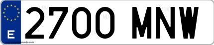 Ejemplo de matrícula española 2700 MNW