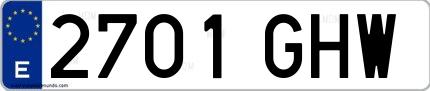 Ejemplo de matrícula española 2701 GHW
