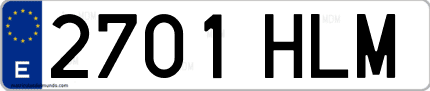 Ejemplo de matrícula de coche ordinaria 2701 HLM