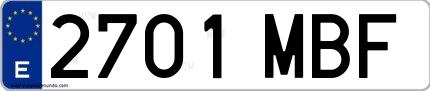 Ejemplo de matrícula española 2701 MBF