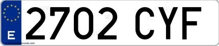 Ejemplo de matrícula española 2702 CYF