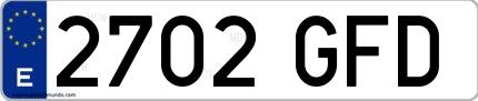 Ejemplo de matrícula española 2702 GFD