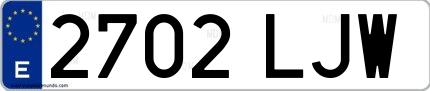 Ejemplo de matrícula española 2702 LJW