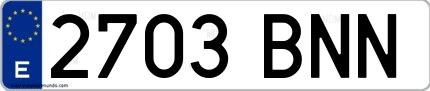 Ejemplo de matrícula española 2703 BNN