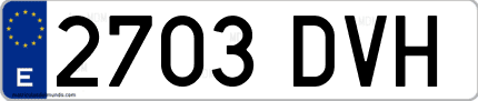 Ejemplo de matrícula de coche ordinaria 2703 DVH