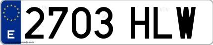 Ejemplo de matrícula española 2703 HLW