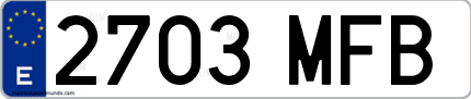 Ejemplo de matrícula de coche ordinaria 2703 MFB