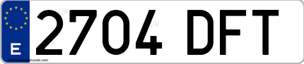 Ejemplo de matrícula de coche ordinaria 2704 DFT