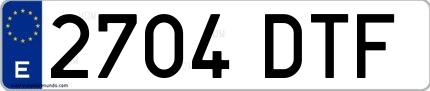 Ejemplo de matrícula española 2704 DTF