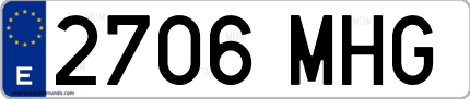 Ejemplo de matrícula de coche ordinaria 2706 MHG