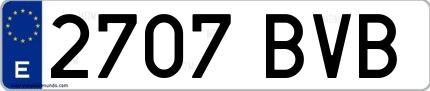 Ejemplo de matrícula española 2707 BVB