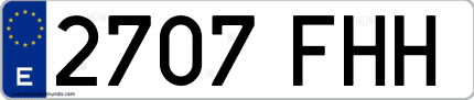 Ejemplo de matrícula de coche ordinaria 2707 FHH