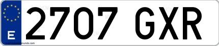 Ejemplo de matrícula española 2707 GXR