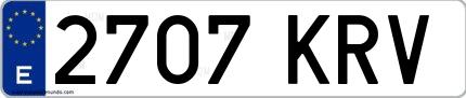Ejemplo de matrícula española 2707 KRV