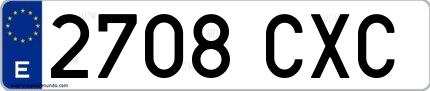Ejemplo de matrícula española 2708 CXC