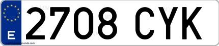 Ejemplo de matrícula española 2708 CYK