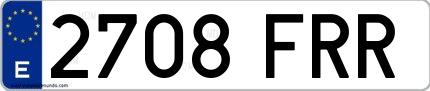 Ejemplo de matrícula española 2708 FRR