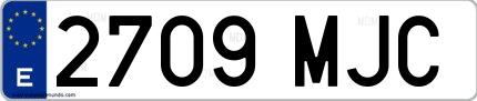 Ejemplo de matrícula española 2709 MJC