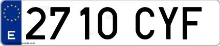 Ejemplo de matrícula española 2710 CYF