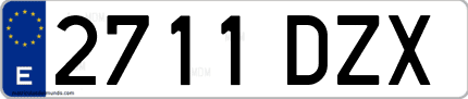 Ejemplo de matrícula de coche ordinaria 2711 DZX