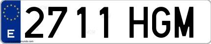 Ejemplo de matrícula española 2711 HGM