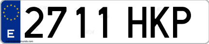 Ejemplo de matrícula de coche ordinaria 2711 HKP