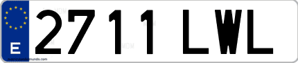 Ejemplo de matrícula de coche ordinaria 2711 LWL