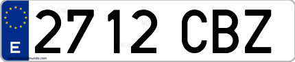 Ejemplo de matrícula de coche ordinaria 2712 CBZ