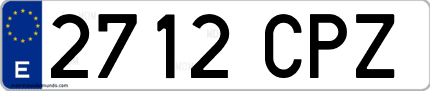 Ejemplo de matrícula de coche ordinaria 2712 CPZ
