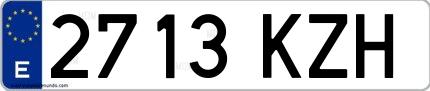 Ejemplo de matrícula española 2713 KZH