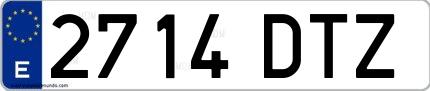 Ejemplo de matrícula española 2714 DTZ