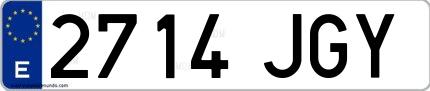 Ejemplo de matrícula española 2714 JGY