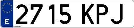 Ejemplo de matrícula española 2715 KPJ