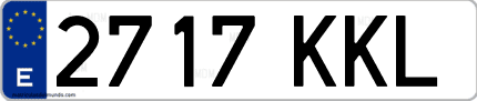 Ejemplo de matrícula de coche ordinaria 2717 KKL