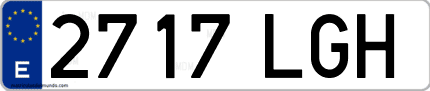 Ejemplo de matrícula de coche ordinaria 2717 LGH