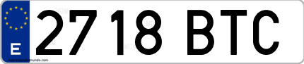 Ejemplo de matrícula de coche ordinaria 2718 BTC