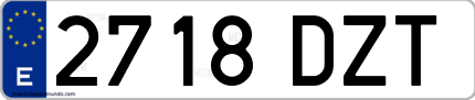 Ejemplo de matrícula de coche ordinaria 2718 DZT