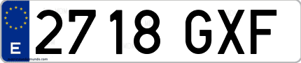 Ejemplo de matrícula de coche ordinaria 2718 GXF