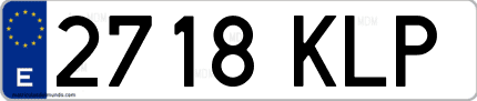 Ejemplo de matrícula de coche ordinaria 2718 KLP